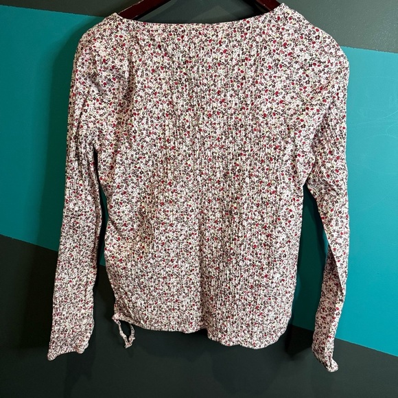 Club Monaco Pink Ruched Tie Front Long Sleeve Blouse - Picture 3 of 11